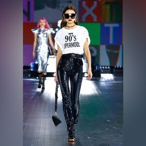 NWT Dolce & Gabbana Glossy Black Pants 42